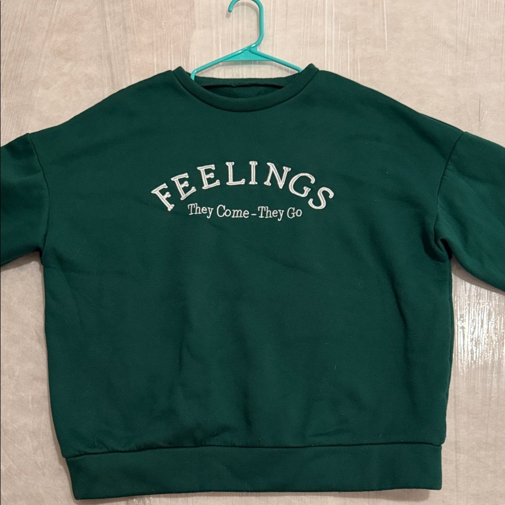 Forest Green Graphic Crew Neck Long Sleeve